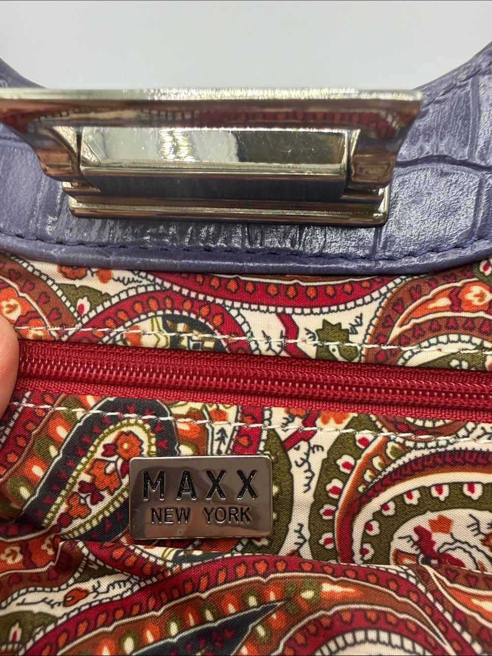Maxx New York Purple Croc-Embossed Wristlet Clutch - Picture 2 of 7